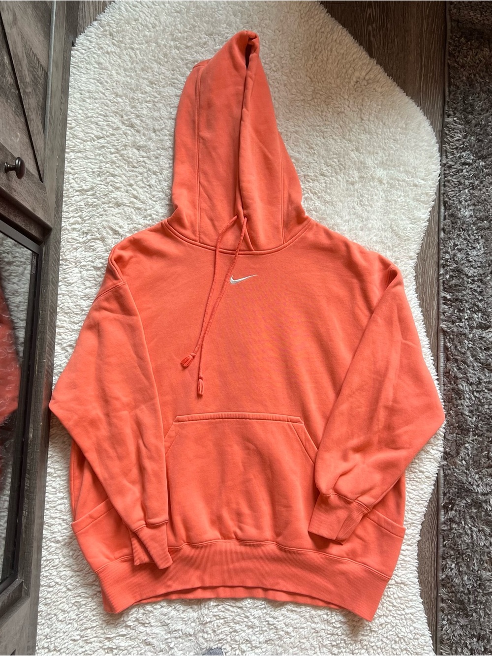 Nike Women’s Orange Hoodie Embroidered Swoosh Logo (L)